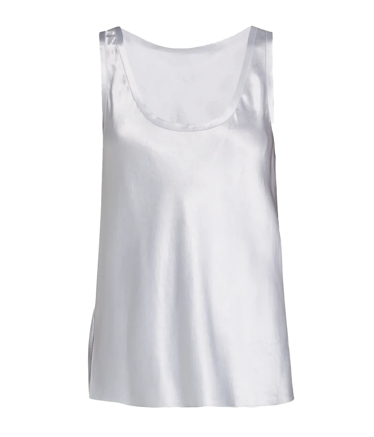 A lightweight scoop neck silver tank, perfect to style up or down. Versatile, this is the perfect summer piece for your next relaxed event or party. A bra-friendly, loose top. 