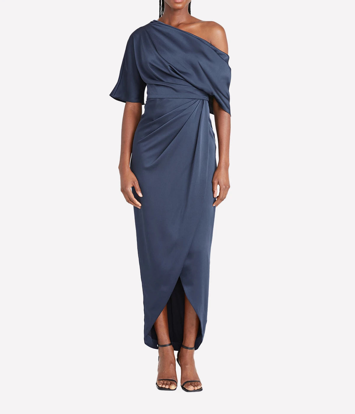 *FINAL SALE* Rayna One Shoulder Draped Gown in Navy