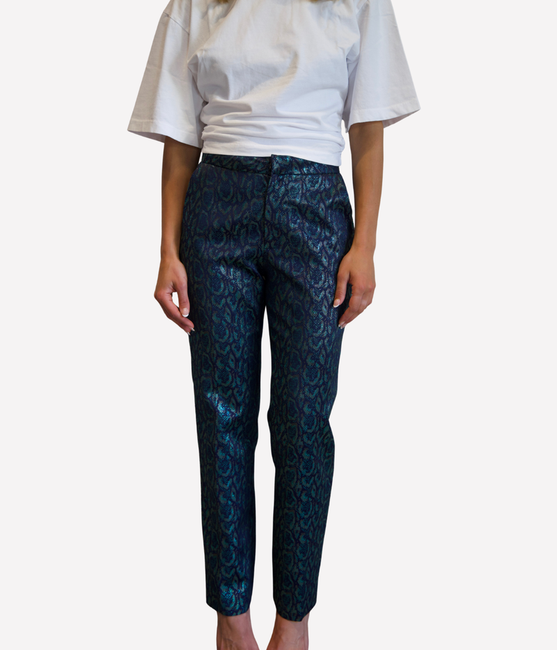 Rebel Trouser in Teal Multi Leopard