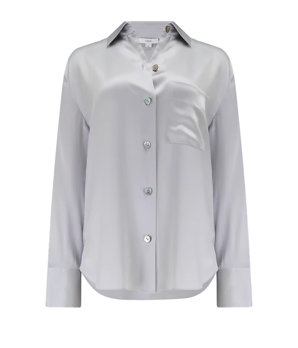 Relaxed Long Sleeve Chest Pocket Blouse in Silverstone