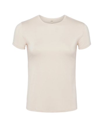 fitted crewneck t-shirt by l'agence with short sleeves. Wash and wear, bra friendly top