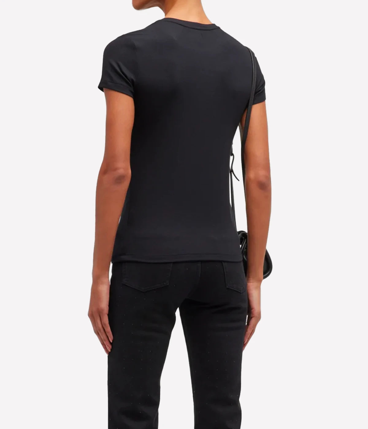 Ressi Ribbed Crew Neck Short Sleeve Tee in Black