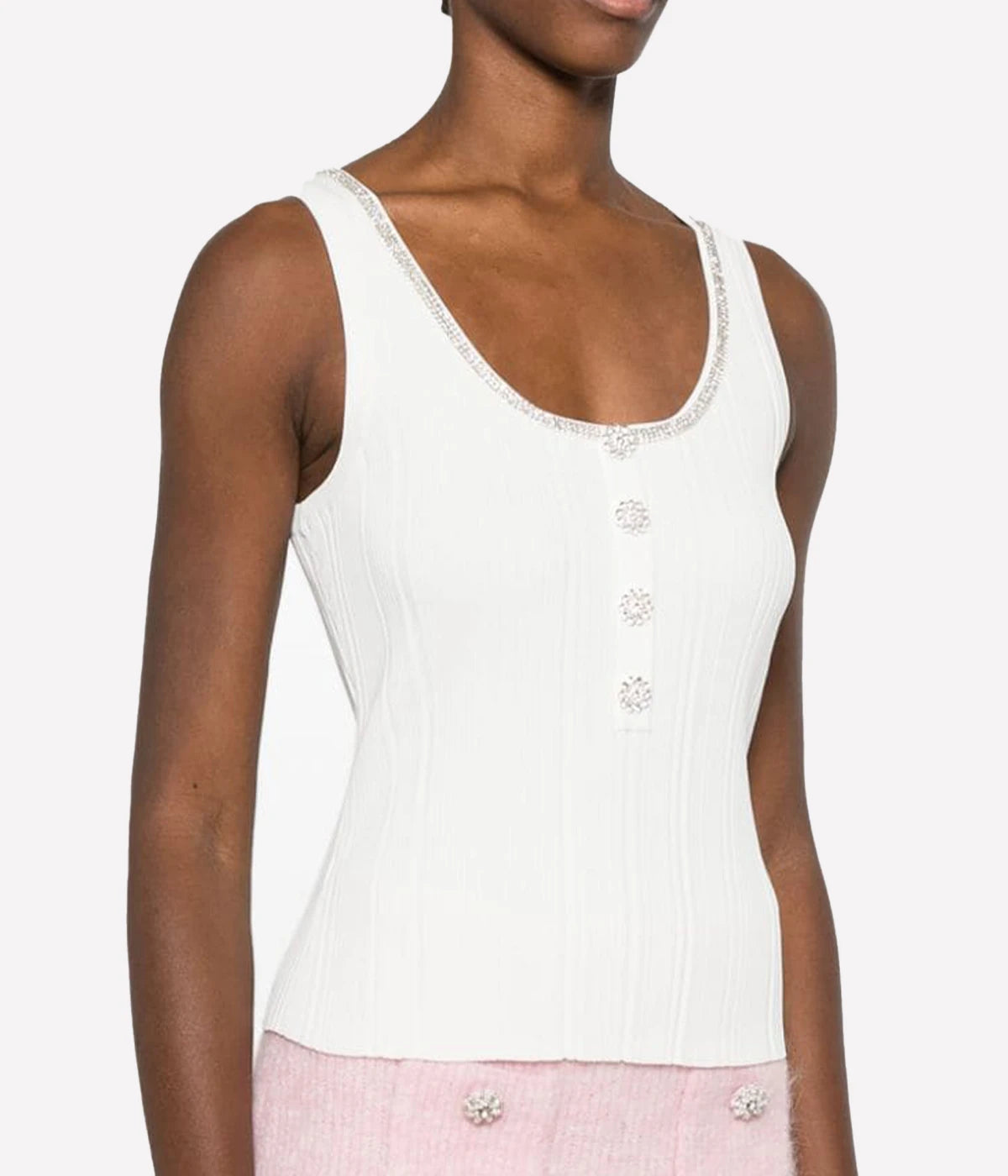 Ribbed Knit Top in White