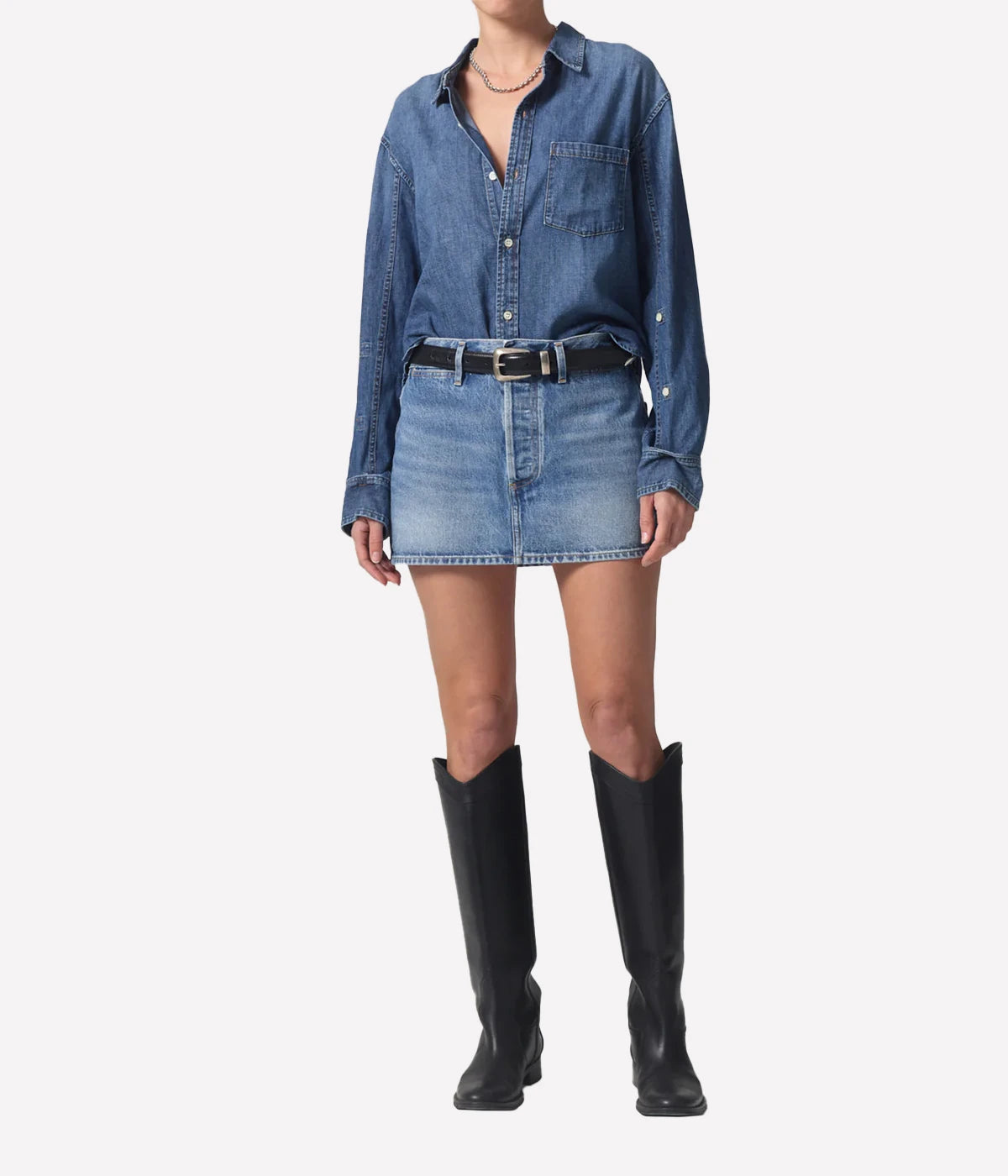 Rosie Denim Mini Skirt in Blue Gaze