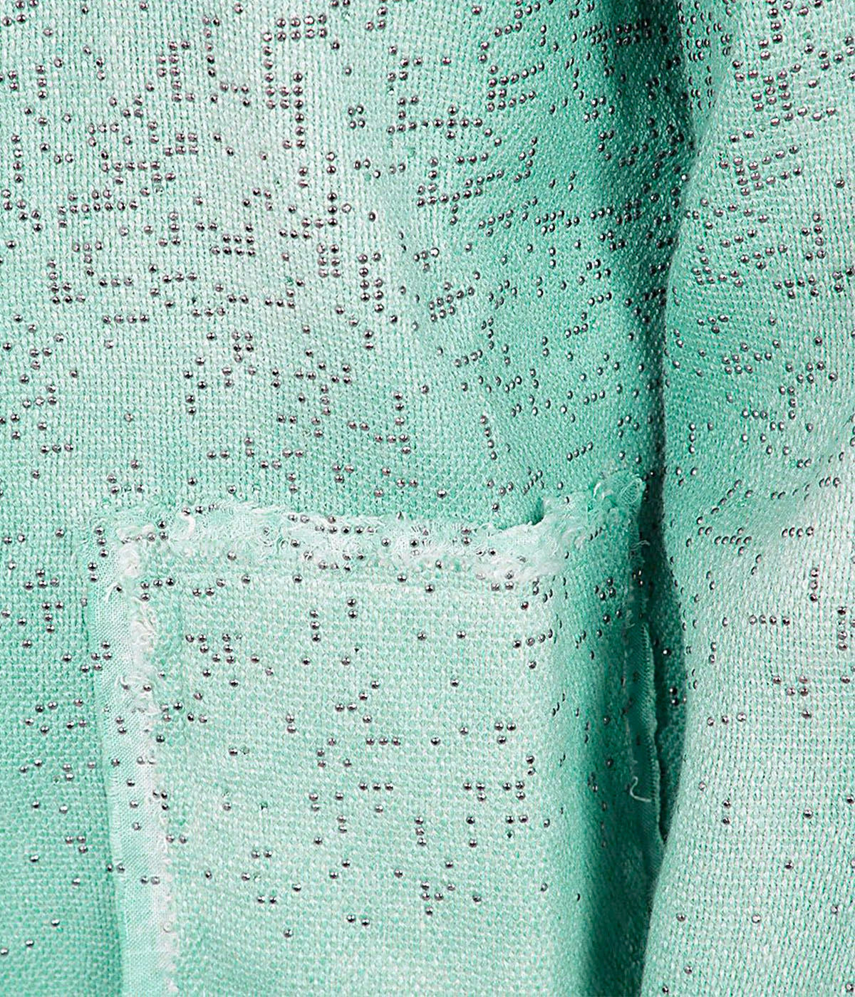Round Neck Mat Stitch Jacket w Studs in Jade