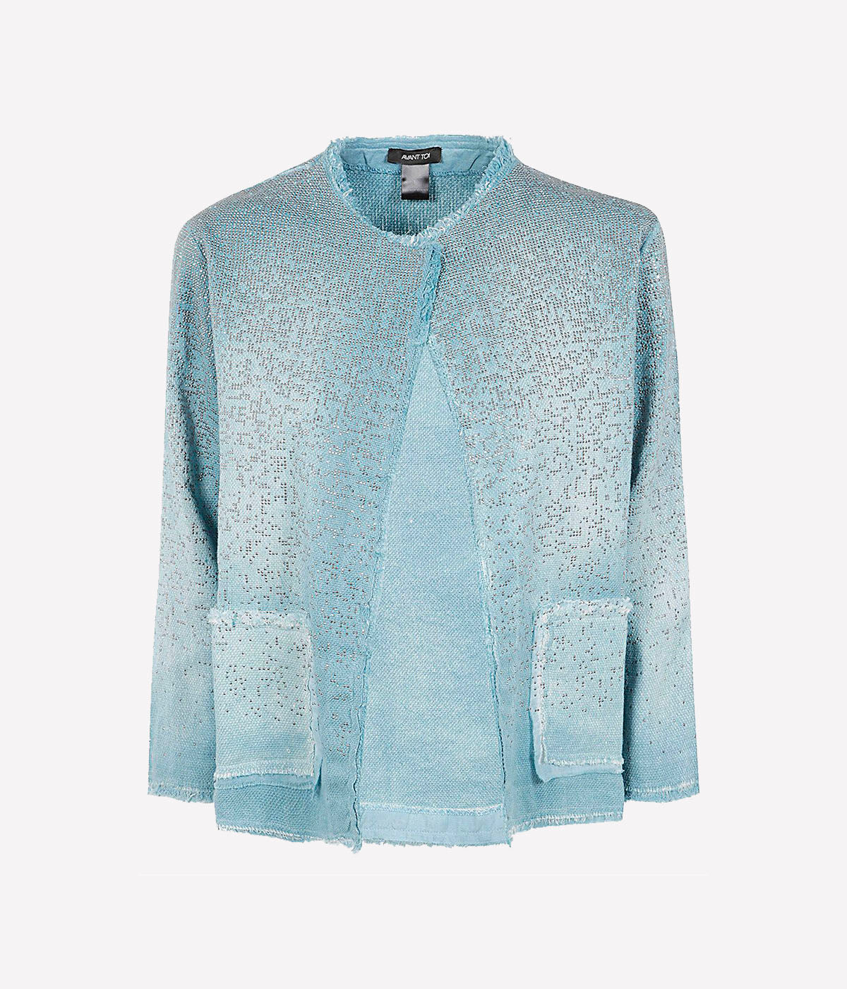 Round Neck Mat Stitch Jacket w Studs in Water