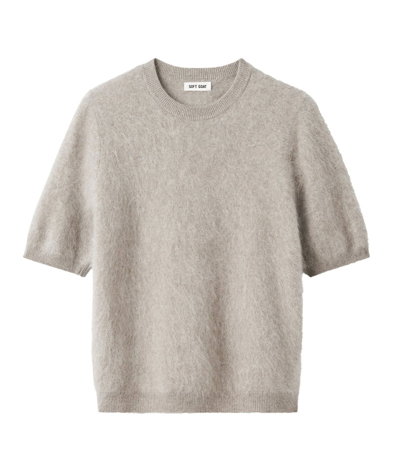 Soft Goat Brushed Short Sleeve in Greige – Flat Lay