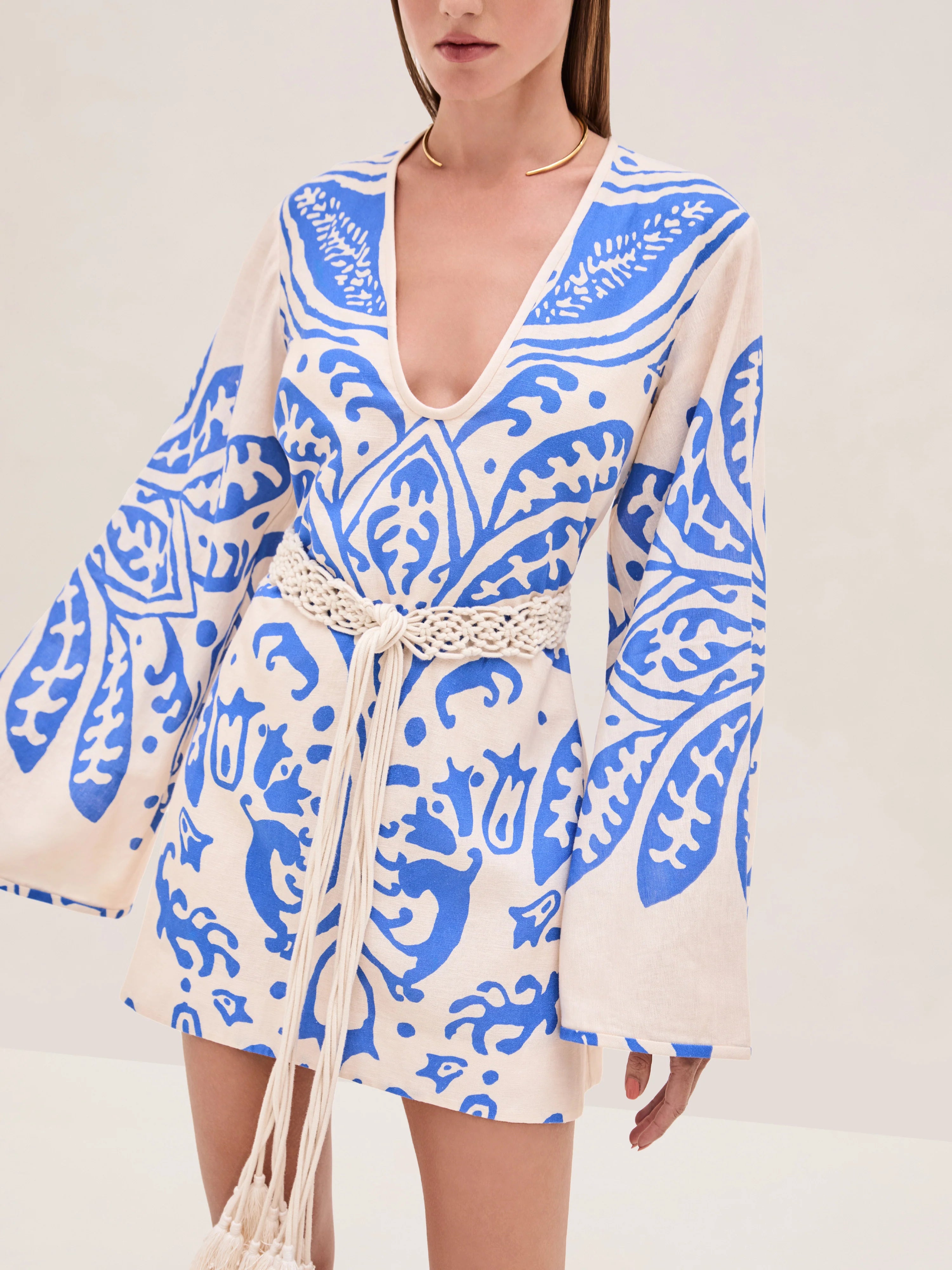 Noriko Dress in Sapphire Palm