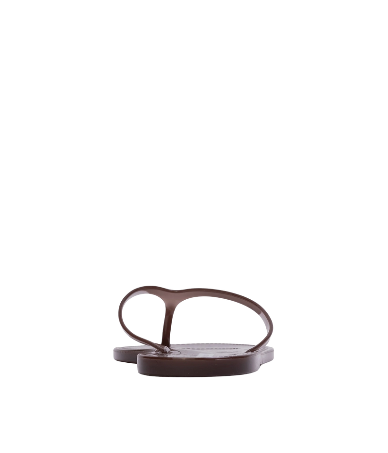 Behind view of a brown pvc thong - Crystal Sandal in Chestnut