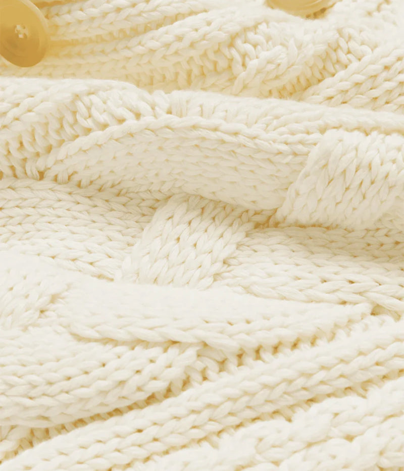 Cotswolds-Cable Knit Cardigan in IVORY