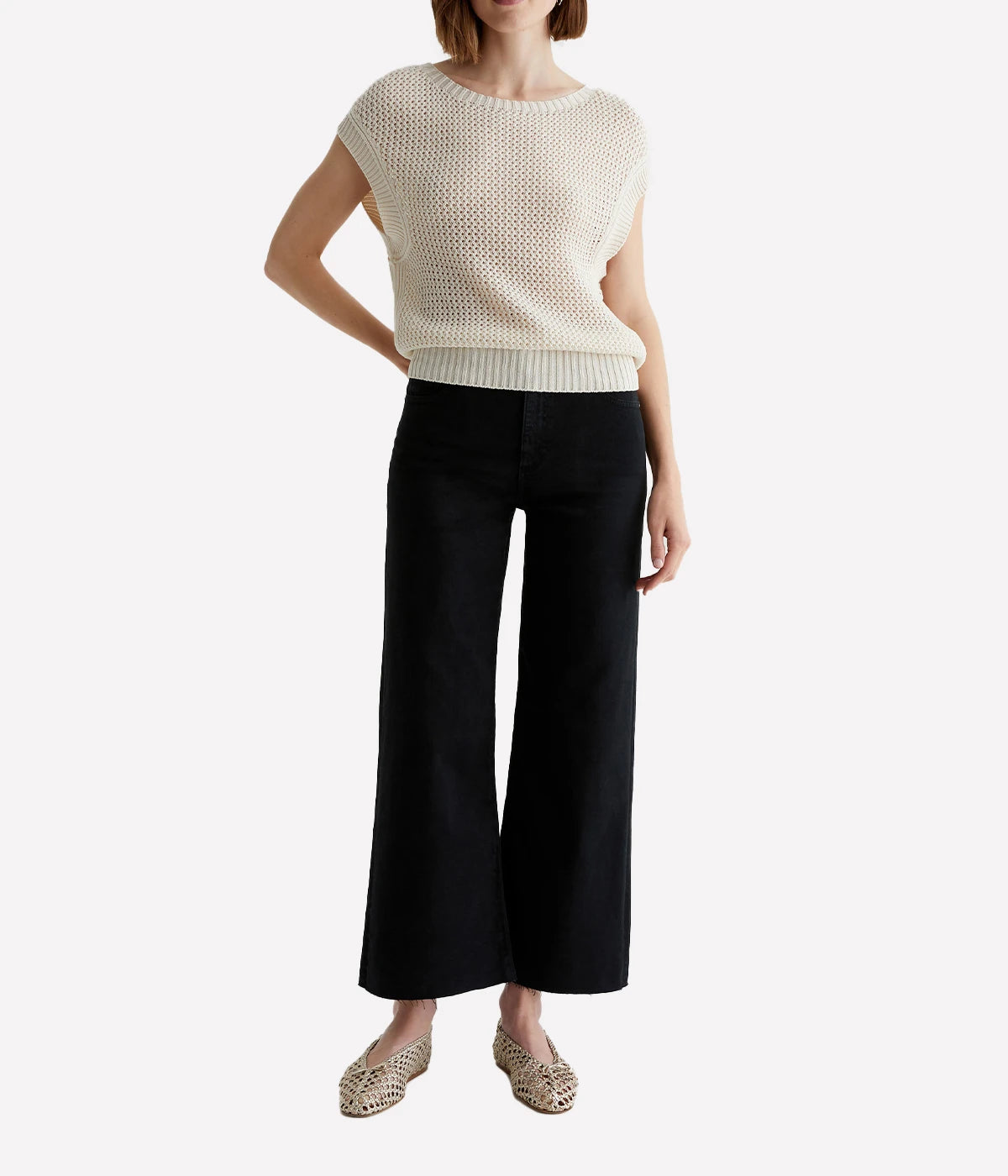 Saige Wide Leg Crop Jean in Sulfur Black