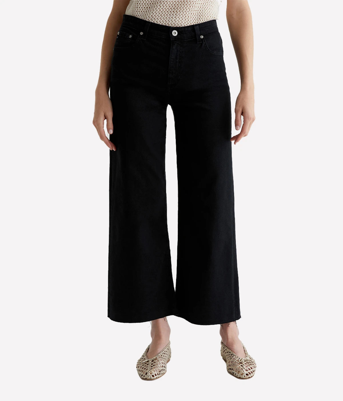 Saige Wide Leg Crop Jean in Sulfur Black