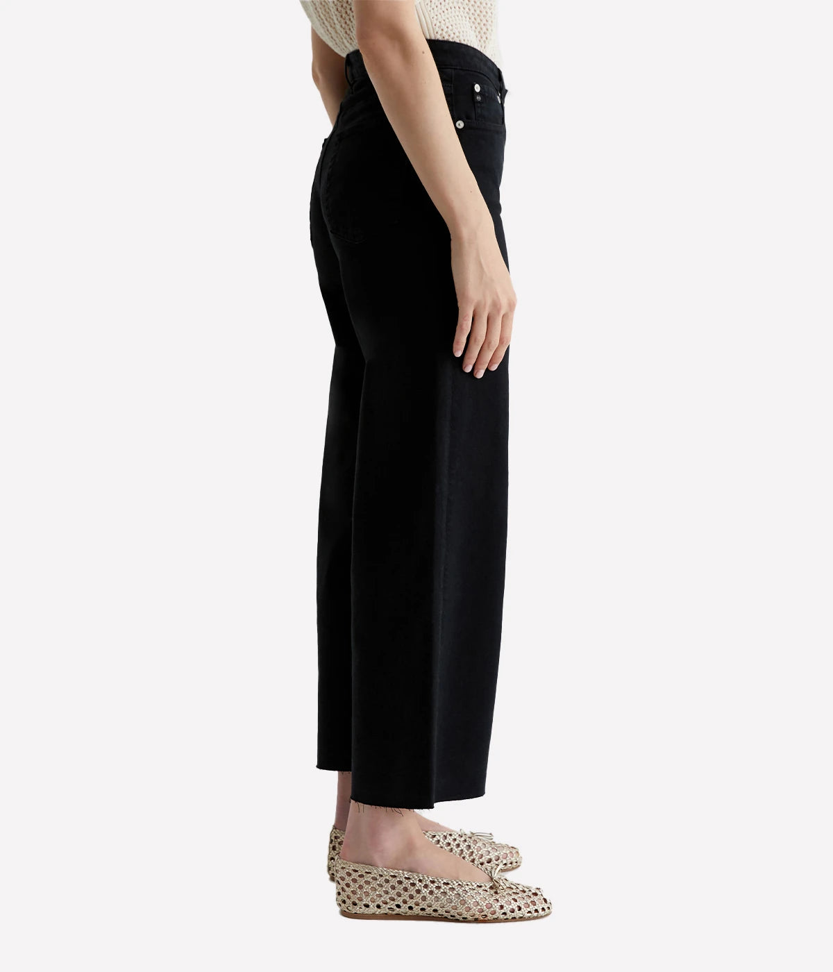 Saige Wide Leg Crop Jean in Sulfur Black