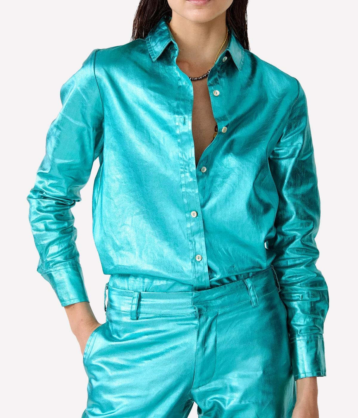San Marino Metallic Shirt in Turquoise