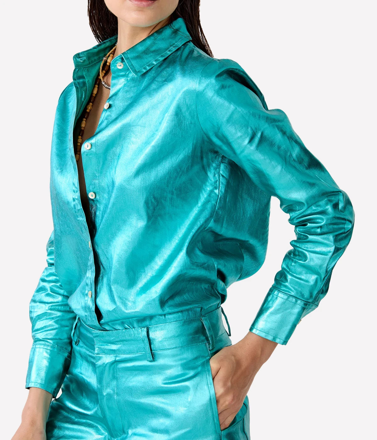 San Marino Metallic Shirt in Turquoise