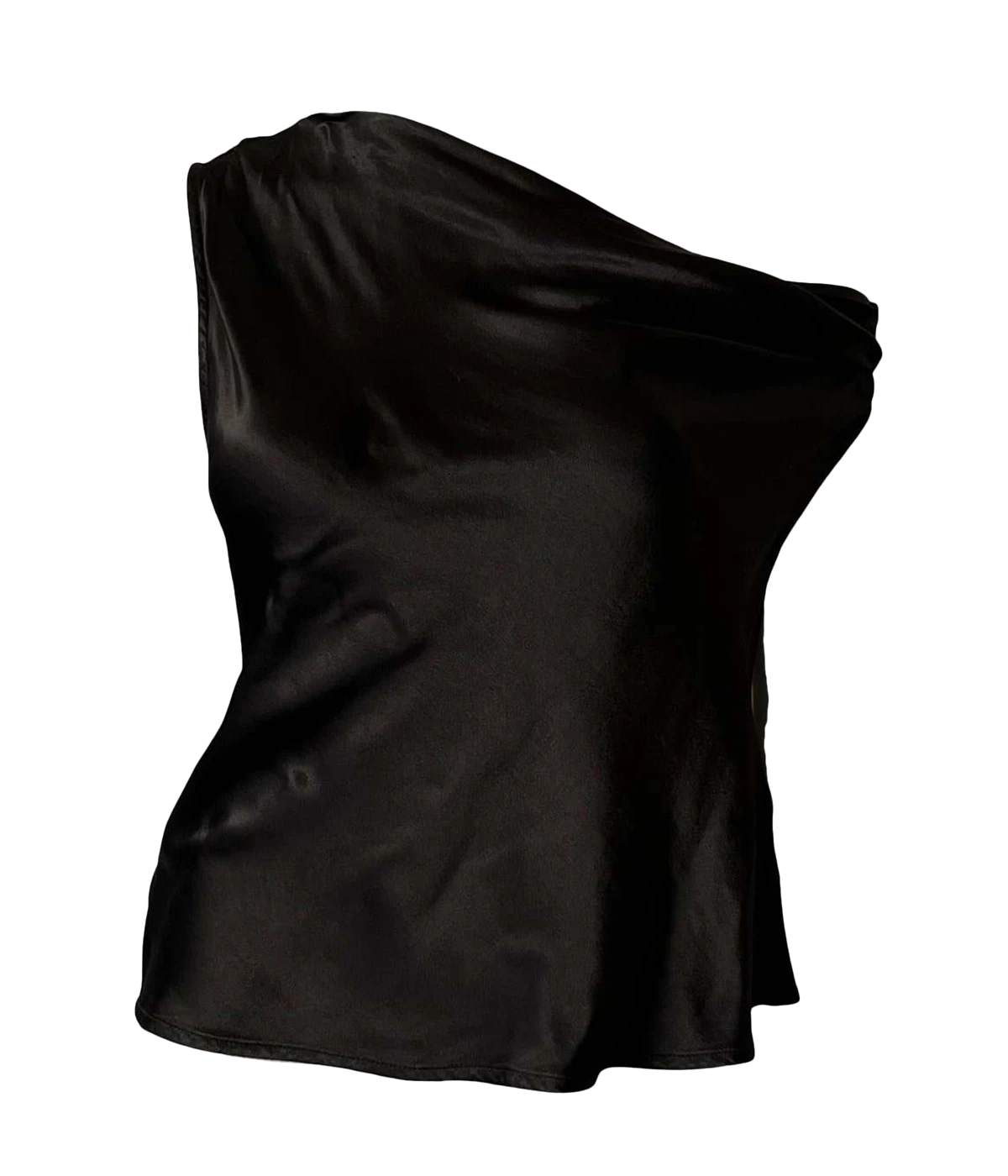 Satin Bias Off Shoulder in BLACK