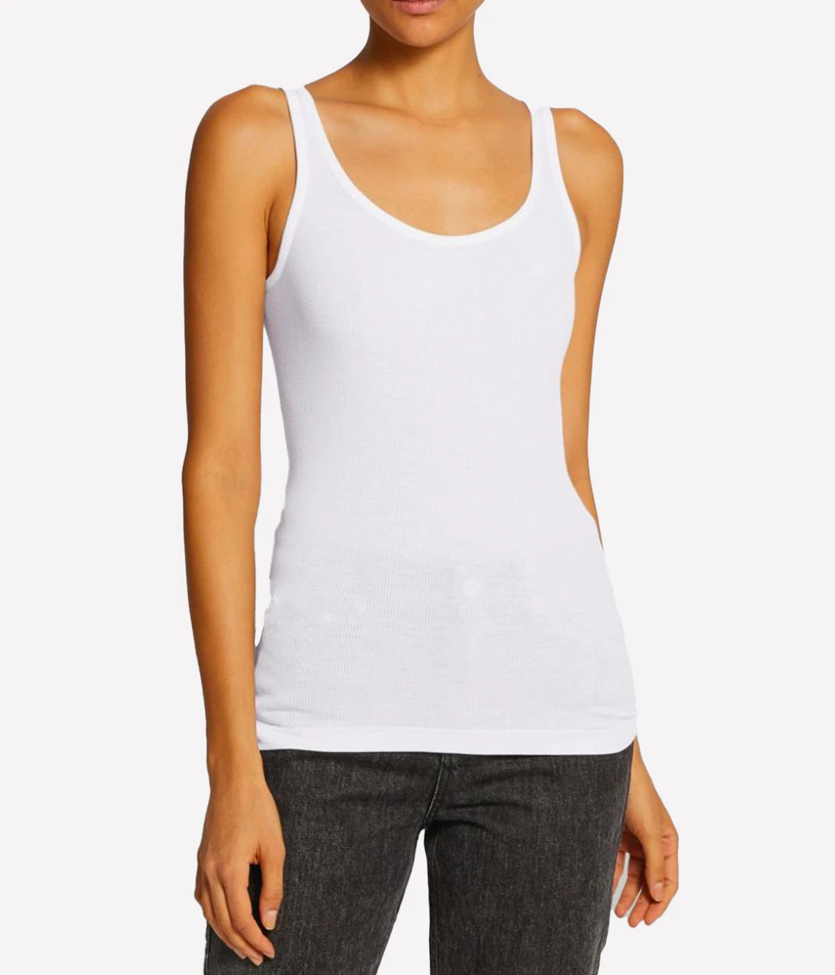 Scoop Neck Tank in White