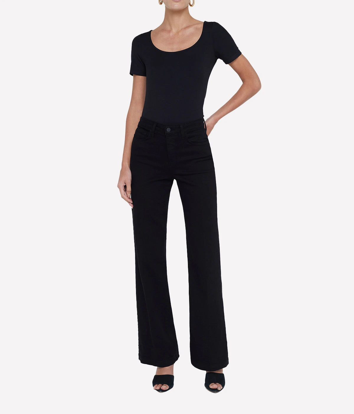 Scottie H/R Wide Leg Jean in Black