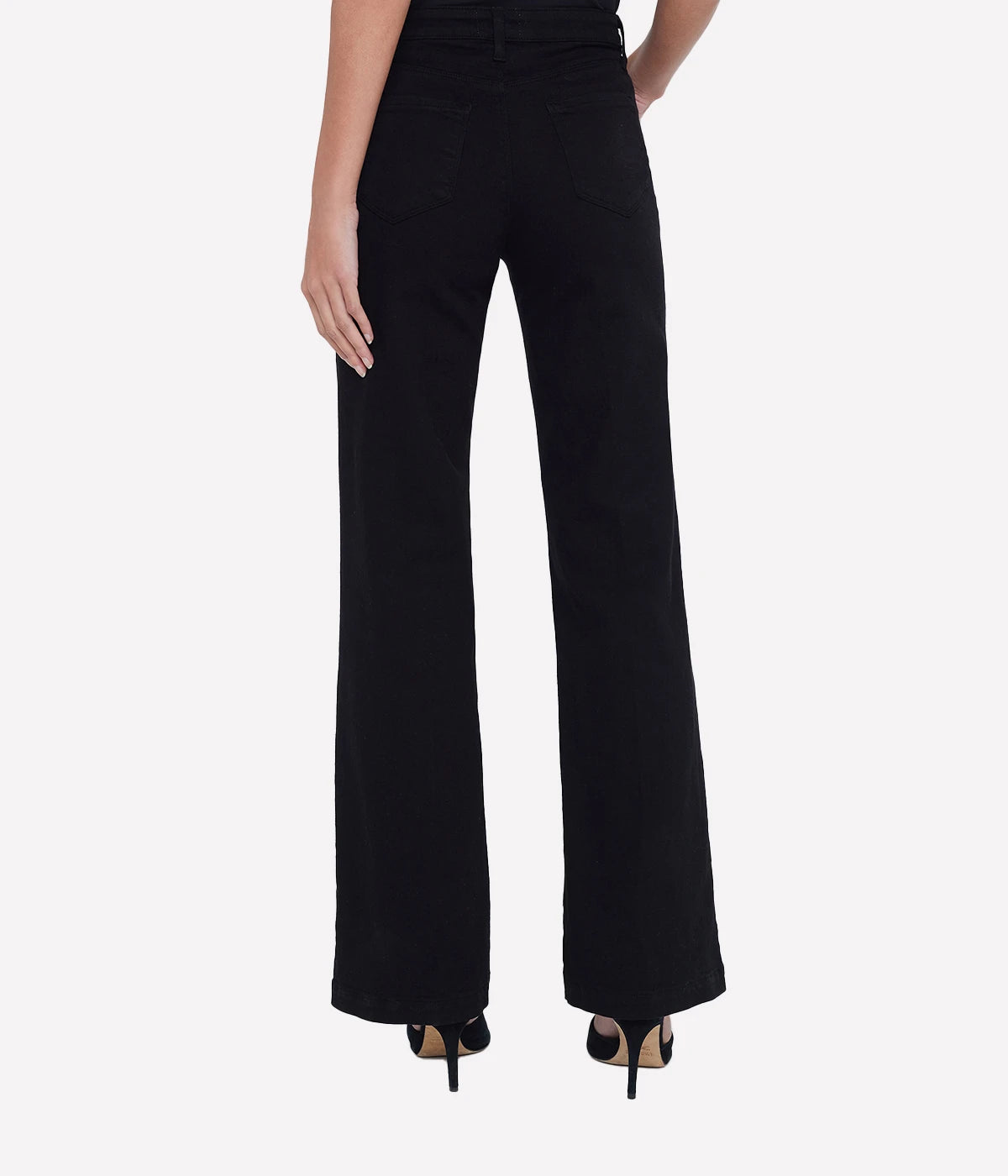 Scottie H/R Wide Leg Jean in Black