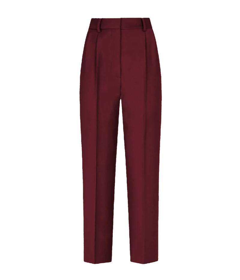 Novalis Fox Pants Pant In Wine
 - A pair of high-waisted, straight-leg trousers in a deep burgundy red