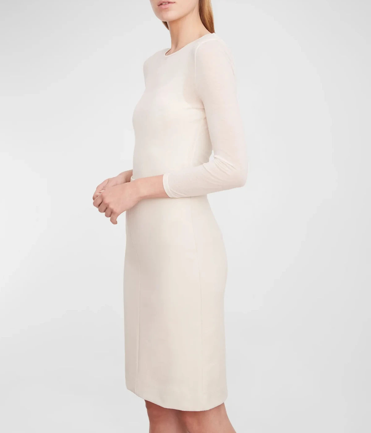 Seamed Front Pencil Skirt in Pale