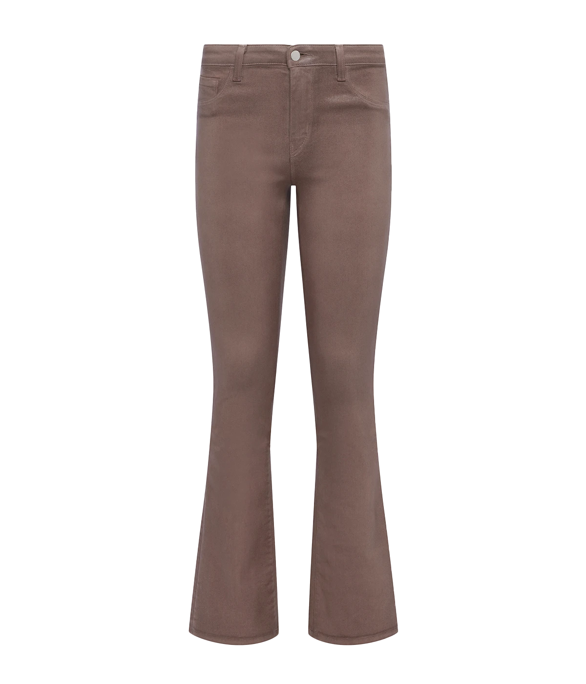 Selma High Rise Sleek Baby Boot Pant in Deep Taupe Coated