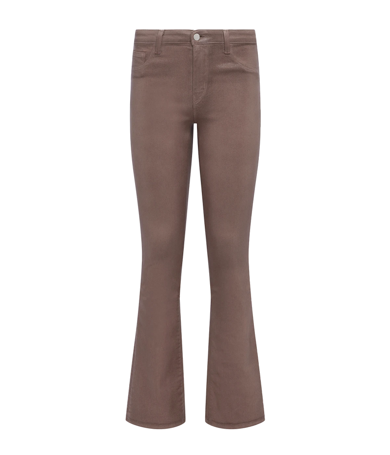 Selma High Rise Sleek Baby Boot Pant in Deep Taupe Coated