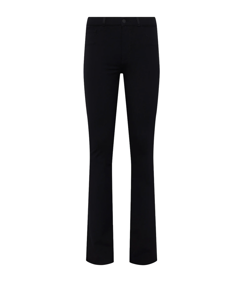 Discover the L'Agence Classic High-Rise Bootcut Pant in True-Black Ponte—a sophisticated blend of comfort and style. Crafted from high-recovery ponte fabric, these pants deliver a flattering fit that smooths your figure while ensuring flexibility and comfort. The contoured waistband sits securely at your natural waist, providing a seamless and supportive feel that transitions into a slim profile through the hip and thigh, before elegantly flaring into a timeless bootcut hem. Ideal for both professional sett
