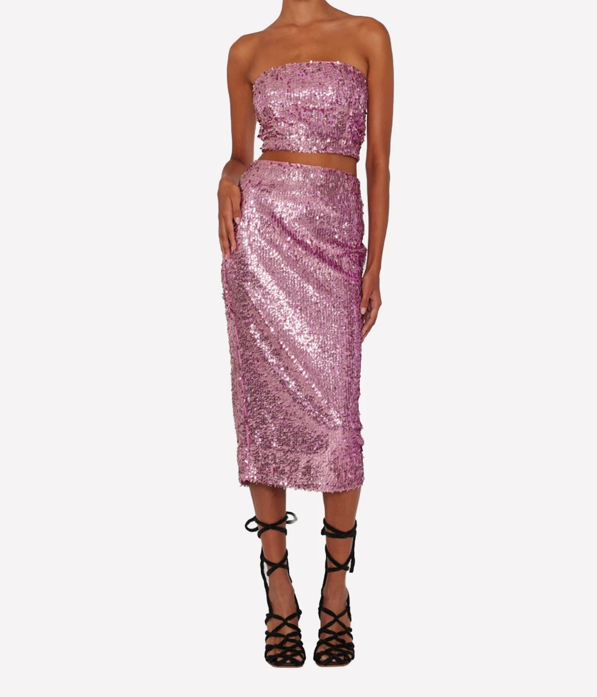 Sequin Pencil Skirt in Fuchsia Pink