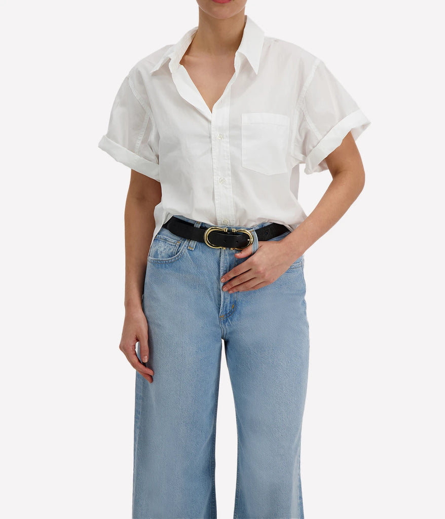 short white sleeve button up shirt by Citizens of Humaity. Bra friendly, wash and wear closet staple