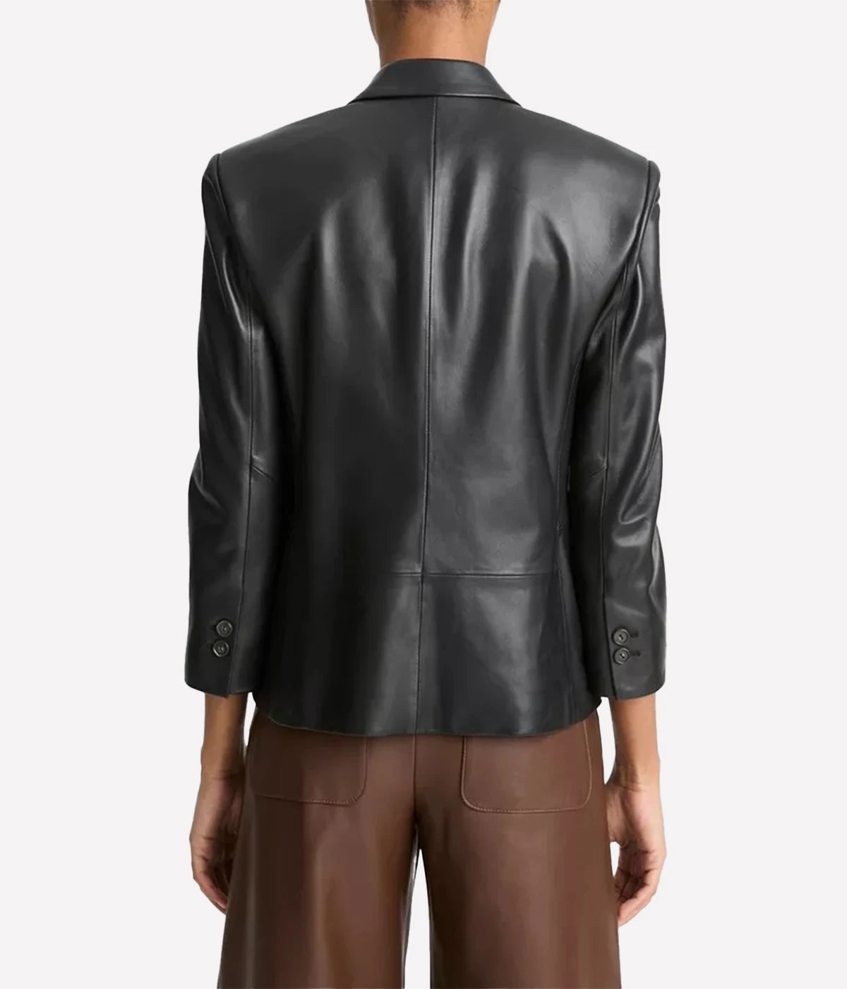 Shrunken Leather Blazer in Black