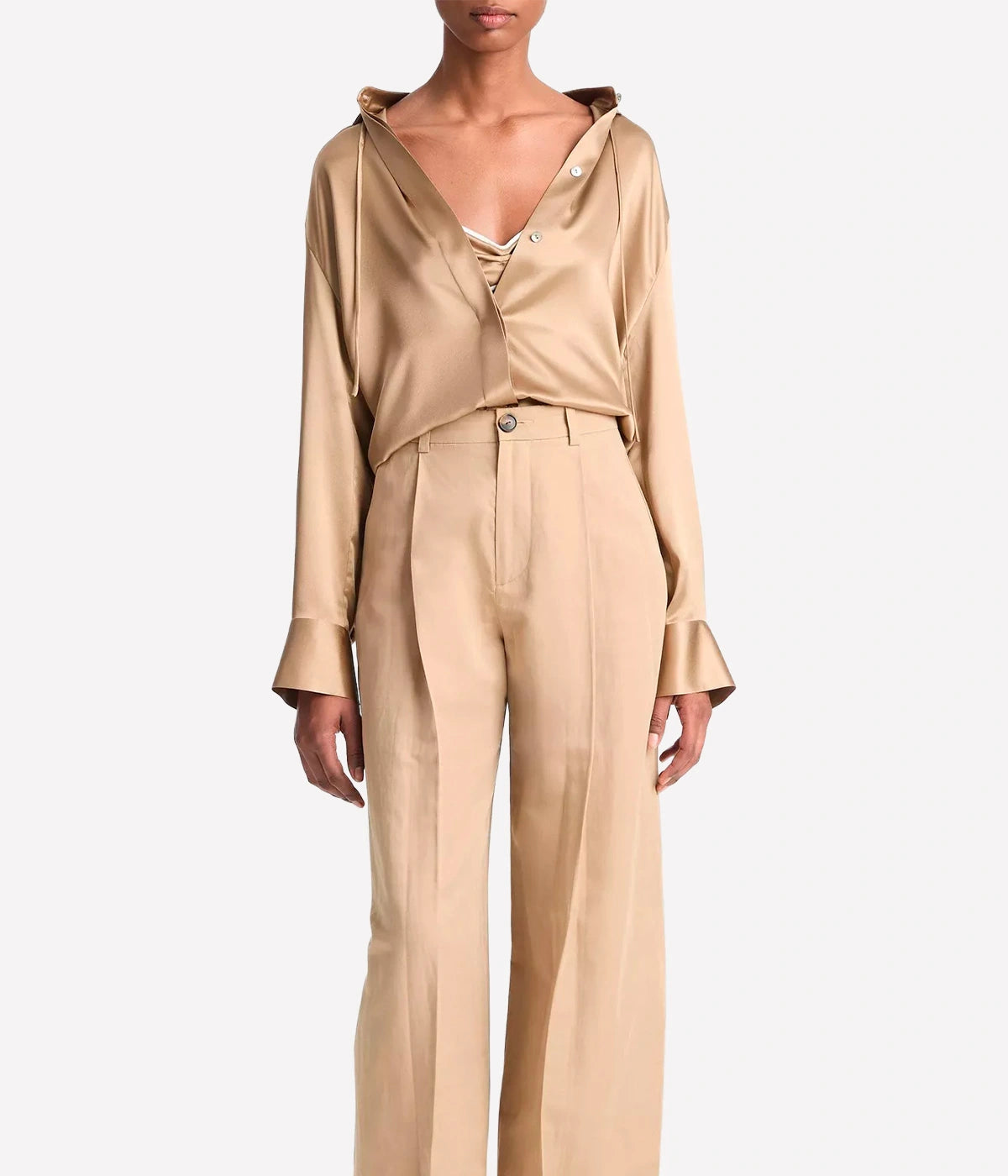 *FINAL SALE* Hooded Long Sleeve Button Down in Rye