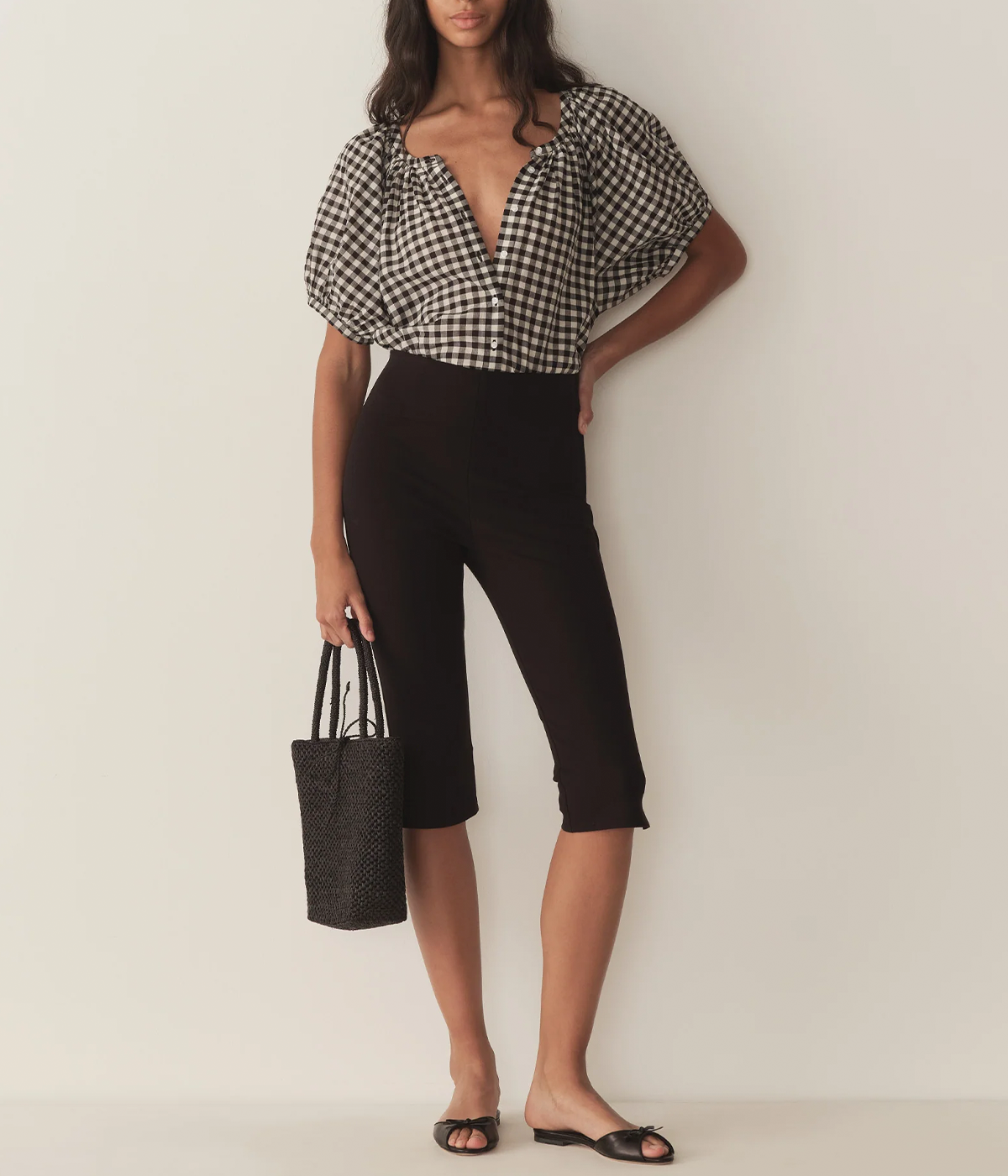 June Top in Noir Greta Gingham