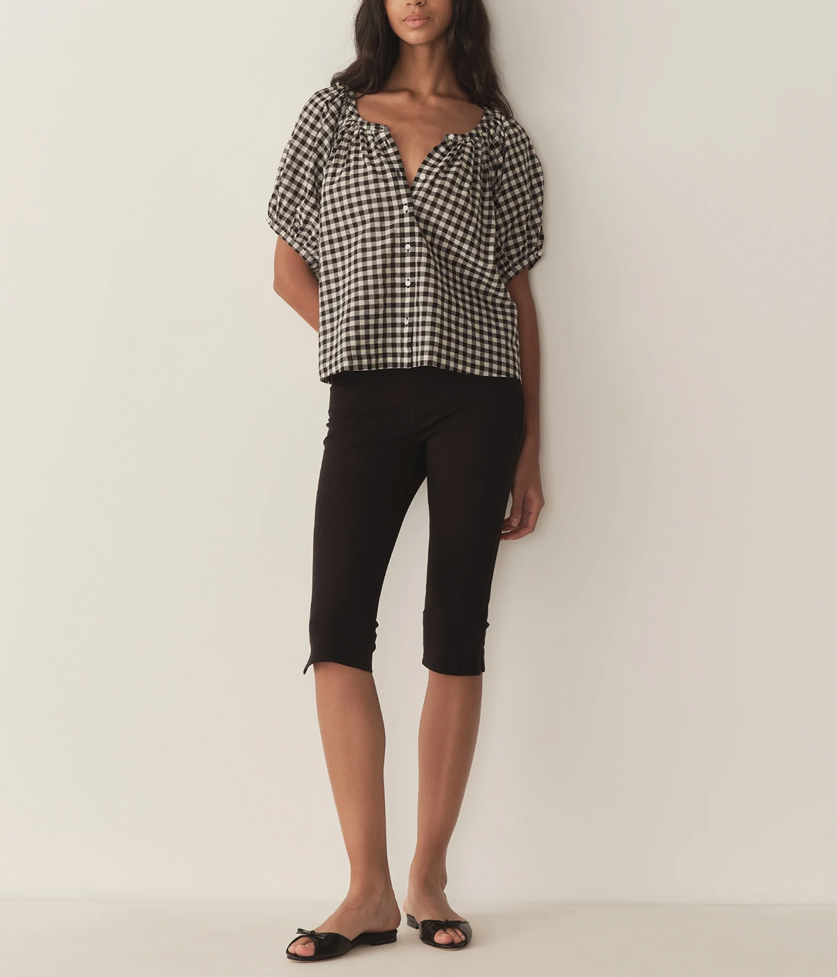 June Top in Noir Greta Gingham