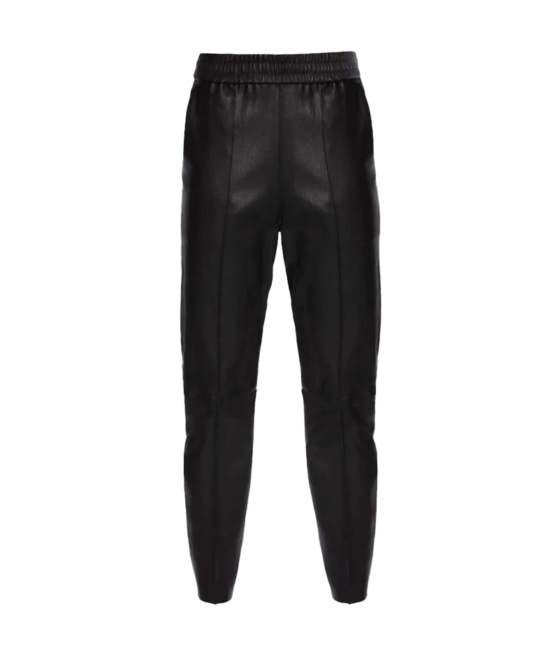 Slim Jogger Leather Pant with Pockets in Black
