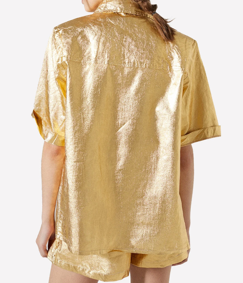 Soho Metallic Linen Shirt in Gold
