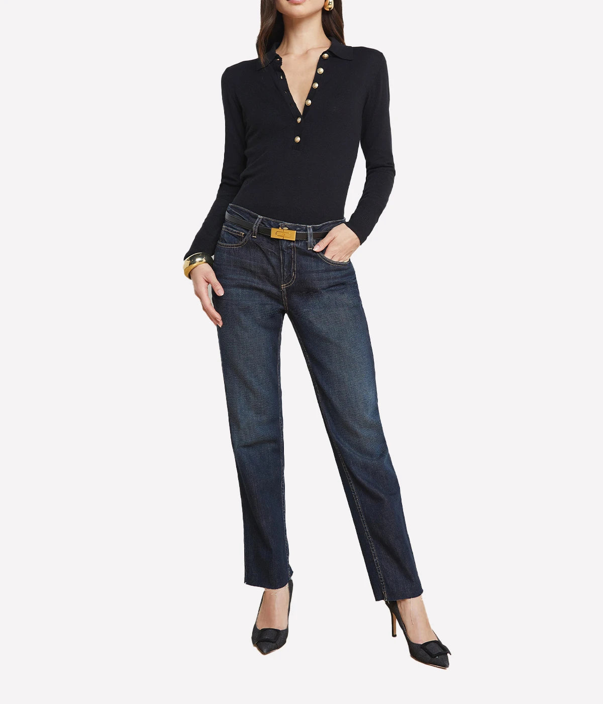 Sterling Collared Sweater in Black Gold