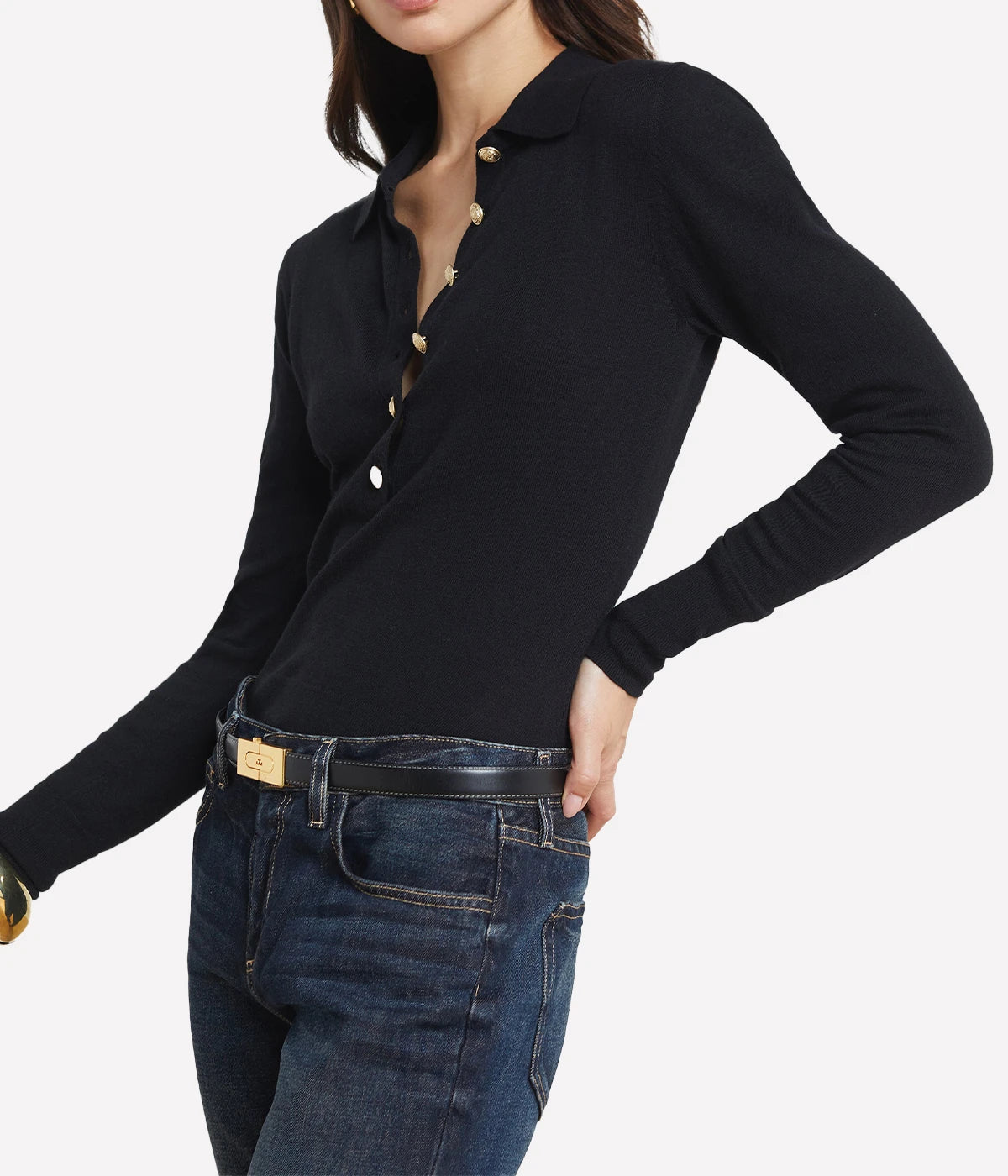 Sterling Collared Sweater in Black Gold