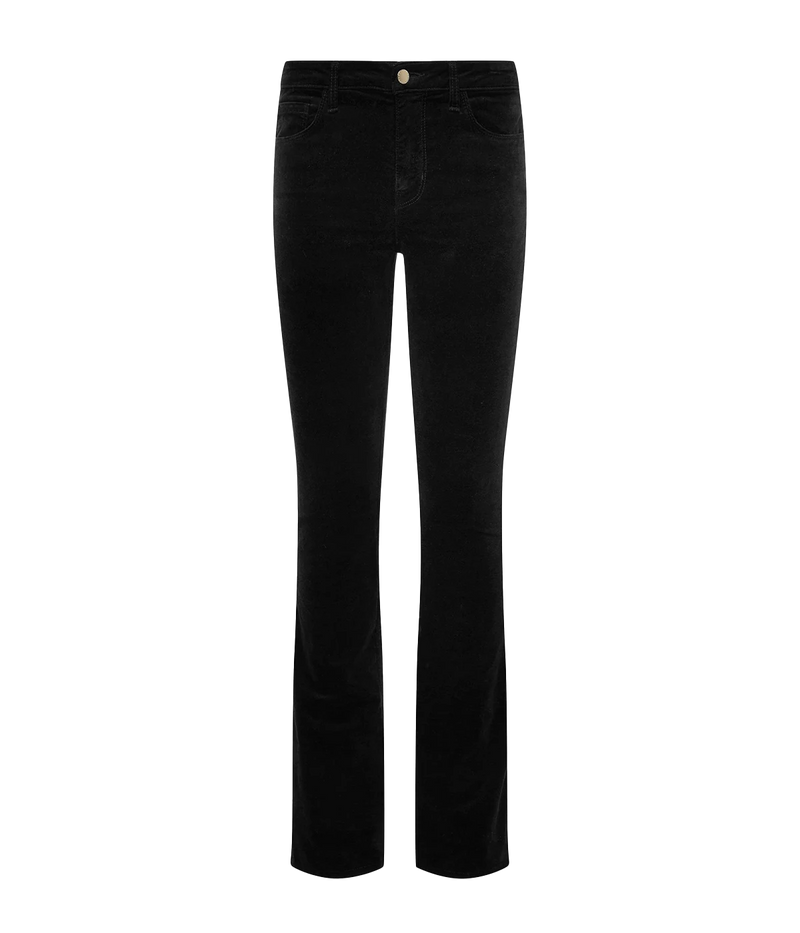 The Stevie HR Straight Pant in Black features a high-rise fit with a straight-leg. 