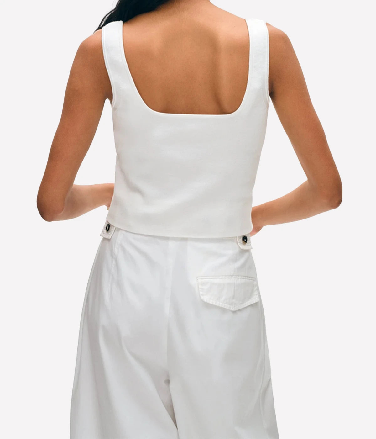 Superfine Square Neck Tank in White