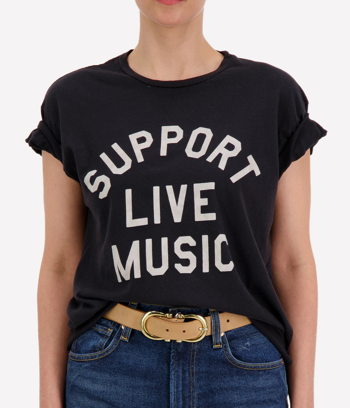 Support Live Music T-Shirt in Vintage Black