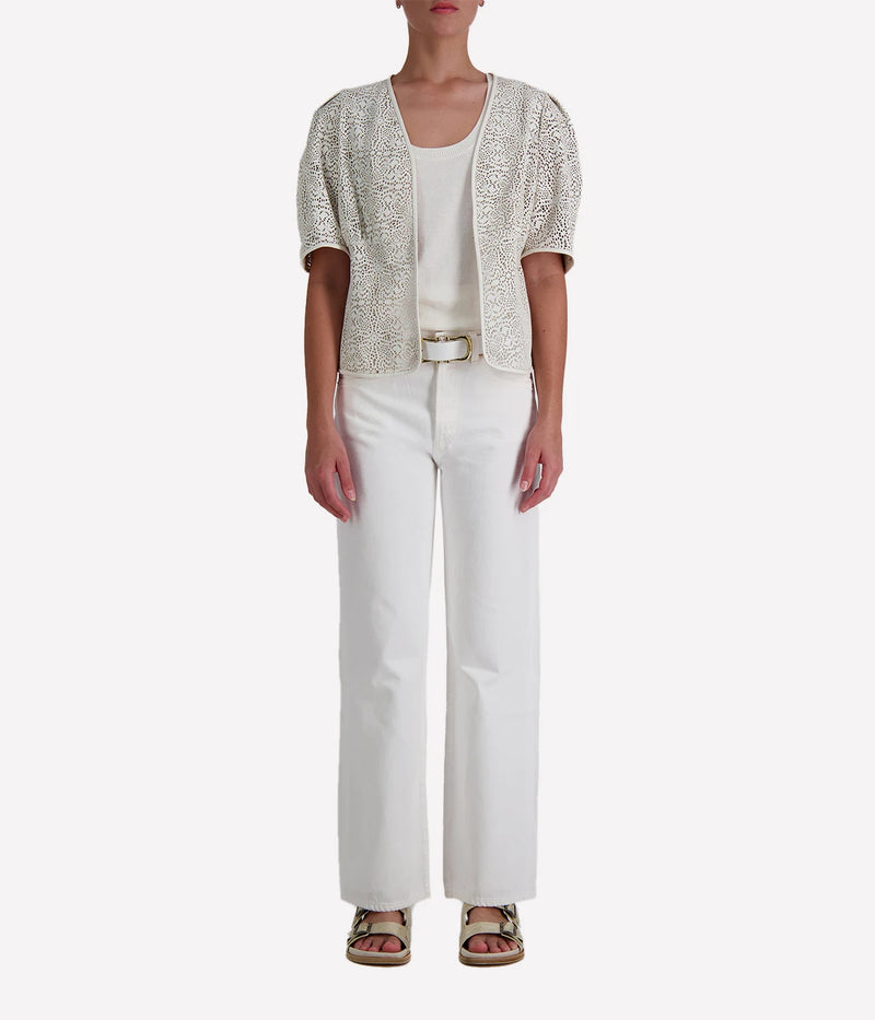 Lazer Leather Puff Jacket in Ivory