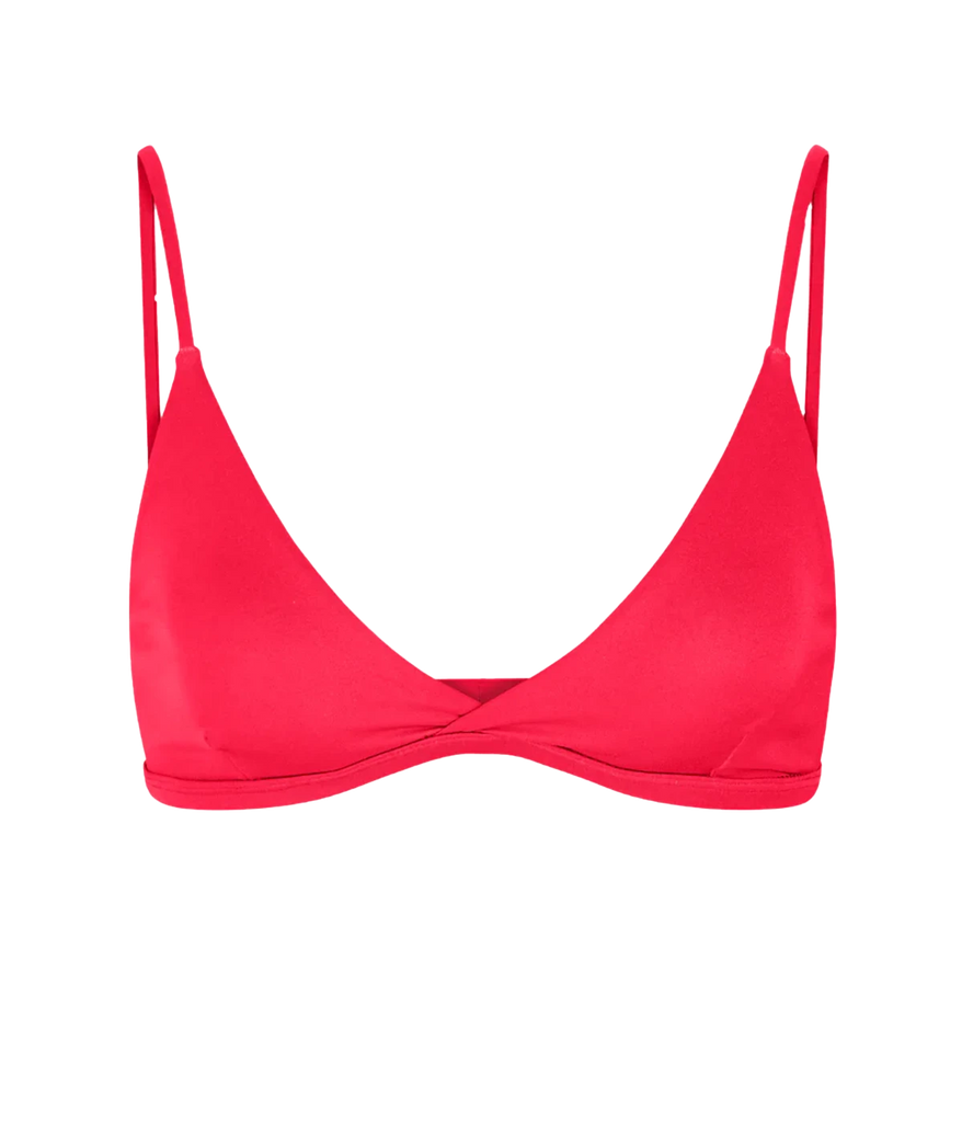 The Sweet Victory Top in Rescue is a bikini with minimal coverage in a neon red colour. It lifts and separates, holding the bust in. Perfect for tanning at the beach or the pool, or worn as a bralette all day. 