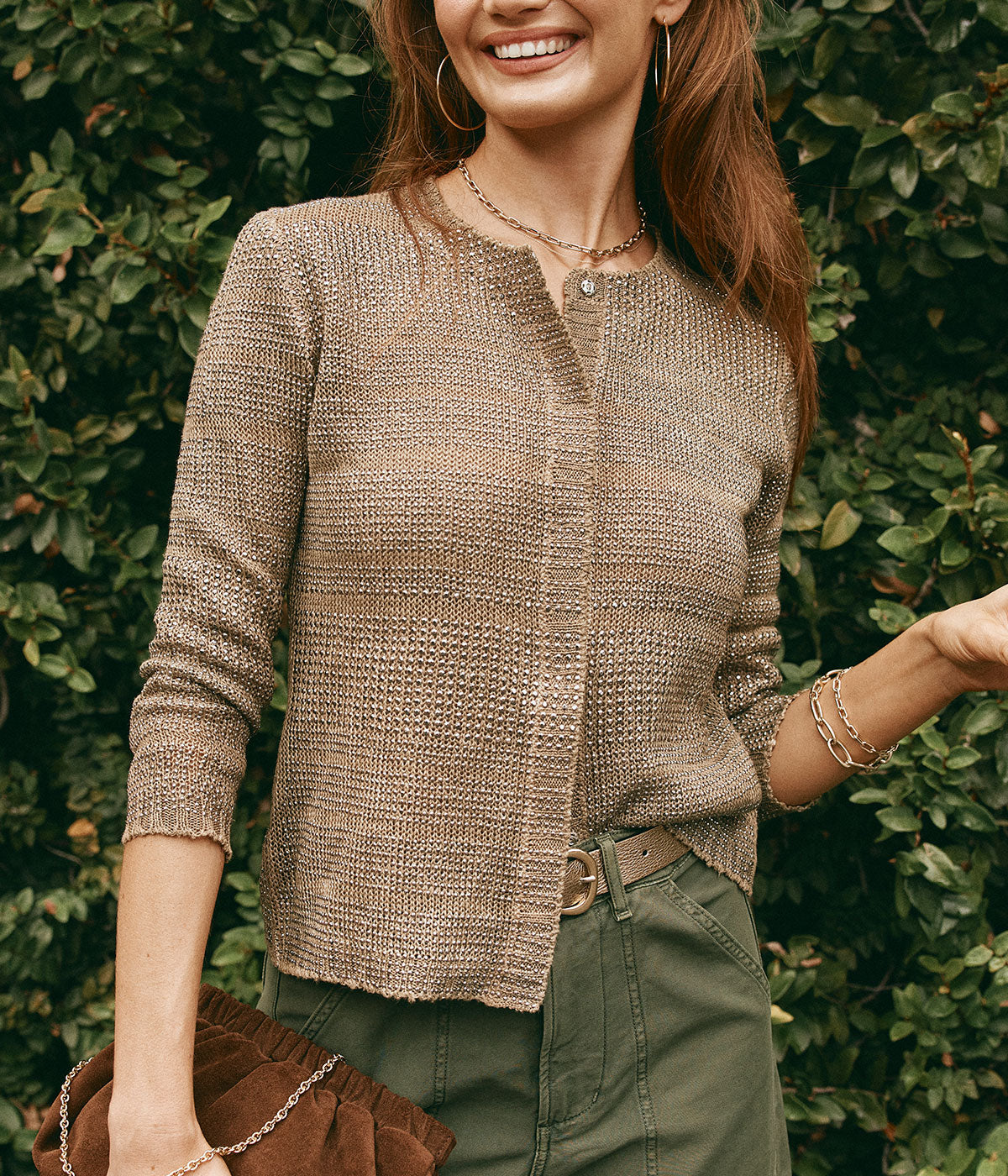 Woman Knitted Vest in Taupe