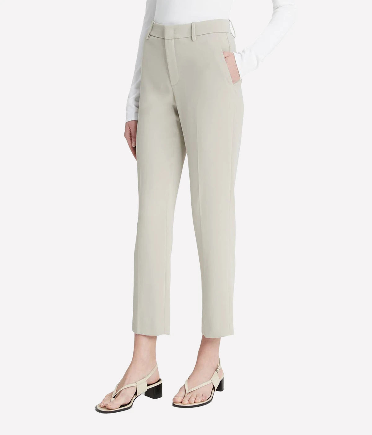 Tailored Straight Leg Crepe Pant in Sepia