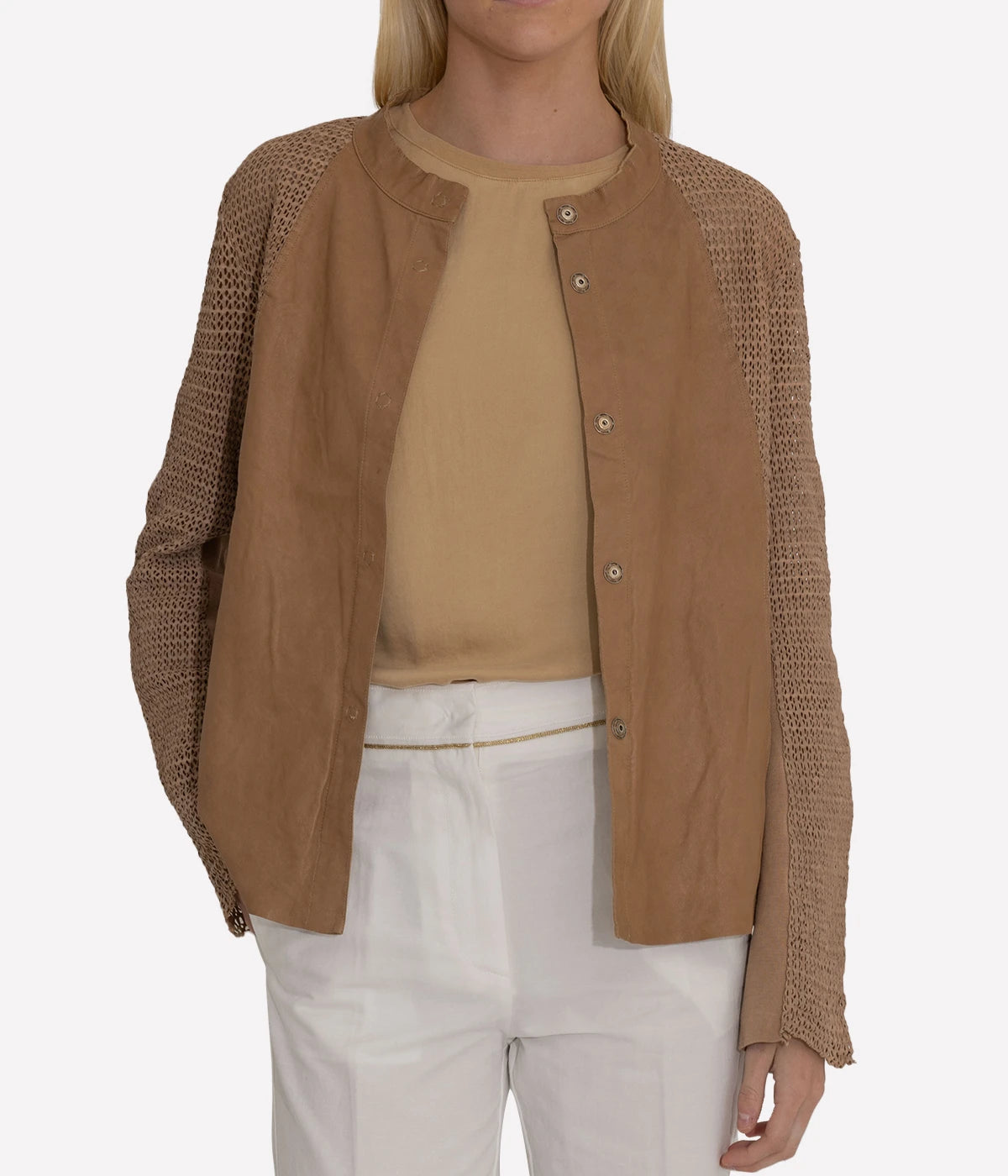 Textural Leather Jacket in Caramel