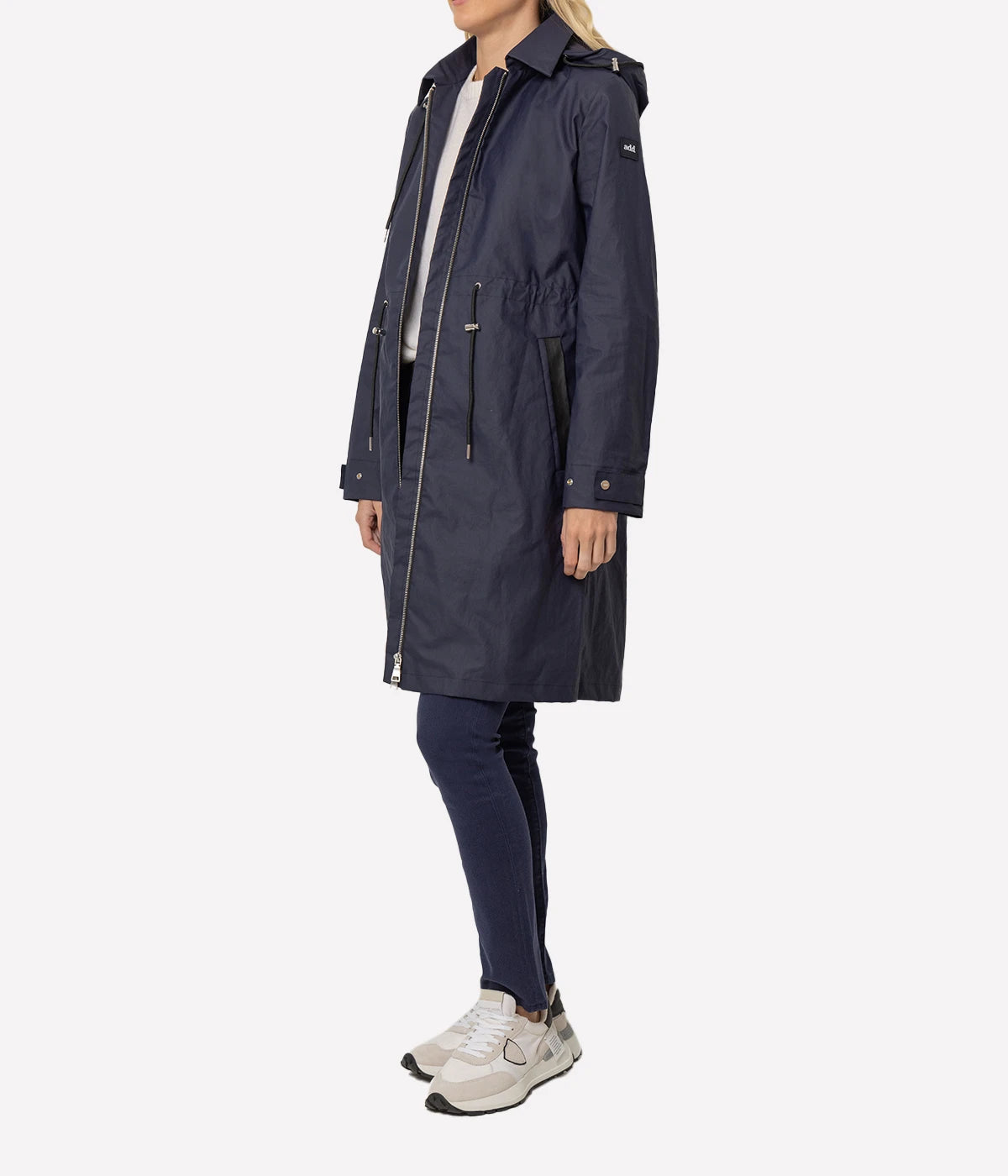 Trench Detachable Hood Jacket in Midnight Blue