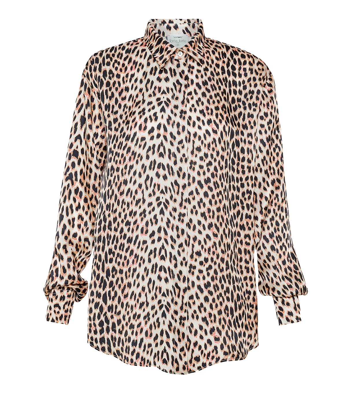 A classic elevated basic shirt, with long cuffed sleeves and leopard print. Throw on and go, bra friendly, 100% viscose, made internationally, bra friendly. 