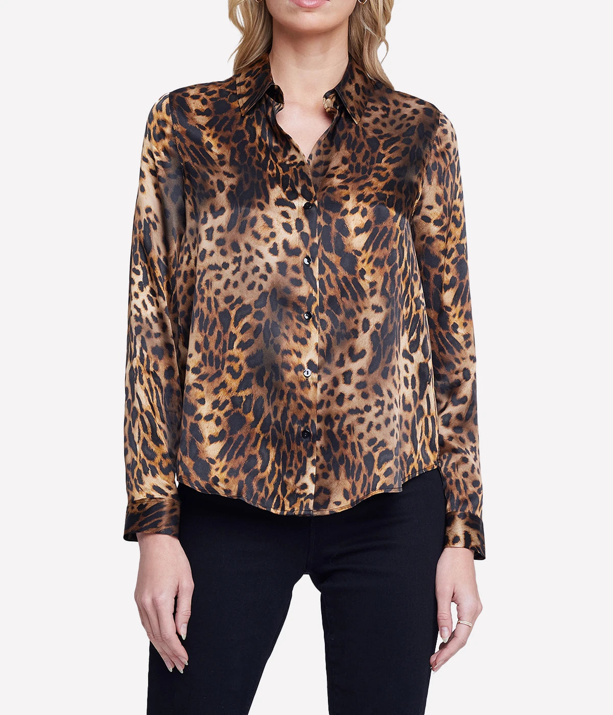 Tyler Long Sleeve Shirt in Brown Multi Oil Leopard