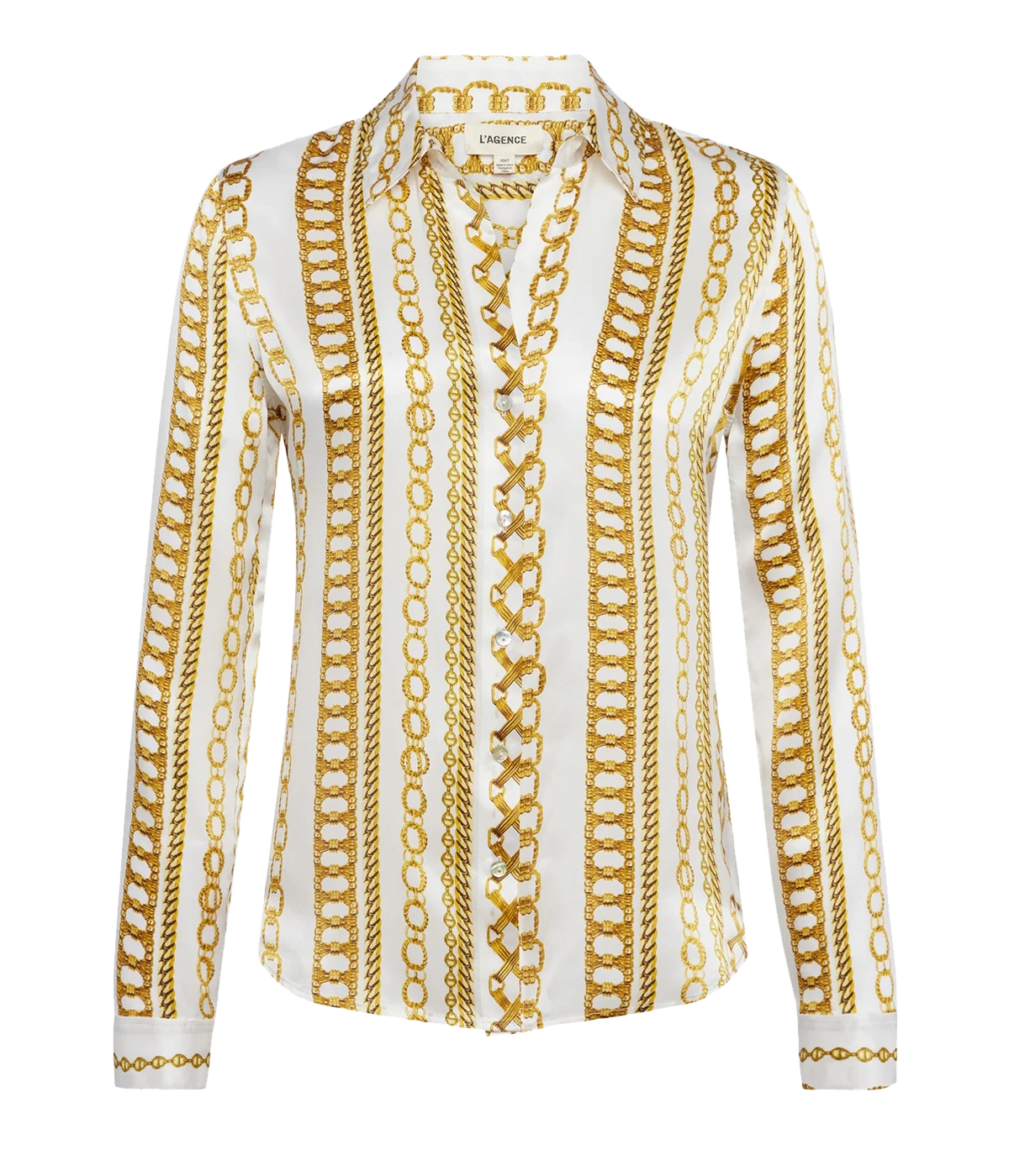 Tyler Long Sleeve Shirt in White Multi Stripe Chain